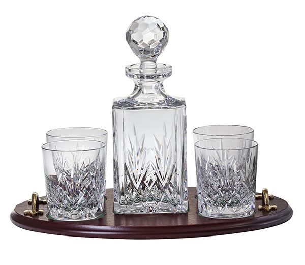 Whisky set s mahagónovým podnosom